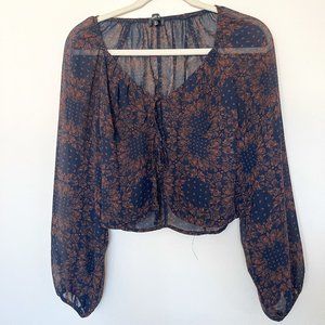 Navy Blue Long Sleeve Blouse